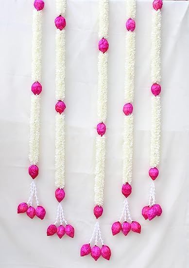 Nutts Elegant Paper gajra Lotus Buds Hanging for Home Decor Festive Decor Ganpati Decoration Office Decor Mogra Lotus Buds  - Image 1