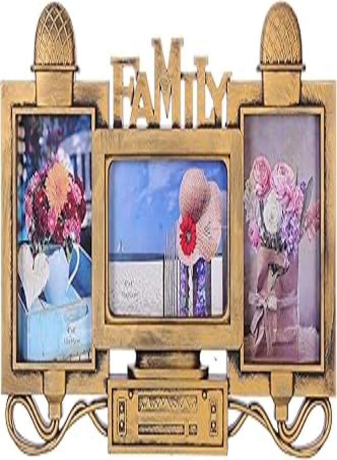 Photo frame h623, 3 pictures - gold- one size