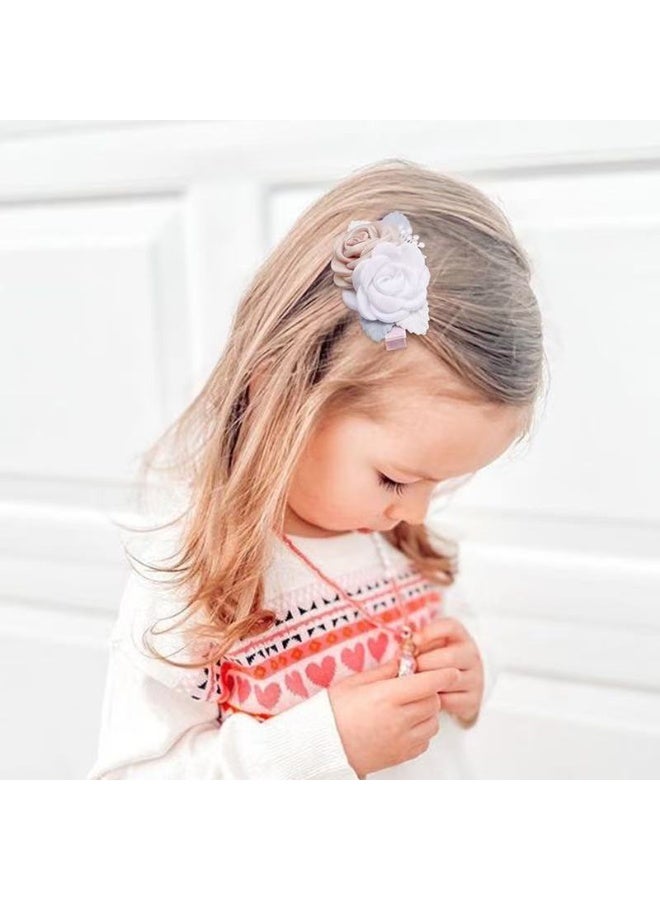 3 قطع من مشابك الشعر الوردية للبنات - إكسسوارات شعر أميرات لطيفة، مجموعة مشابك شعر زهور صناعية للأطفال، والأطفال الصغار، والمراهقين، وحفلات الزفاف والحفلات - Image 2