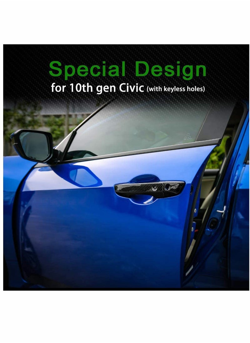 SYOSI Car Door Handle, Carbon Fiber Pattern, Left-hand Drive Handle, for 10th Gen Civic Carbon Fiber Style Door Handle Cover, for Honda Civic, Abs Black  - Image 4