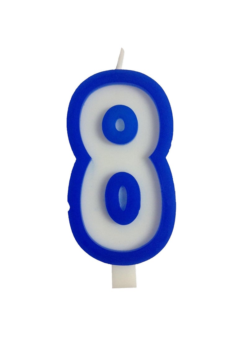 Funcart Funcart Blue and White Numerical 8 Style Candle for 8th Birthday DecorationCake TopperCake DecorationBirthday Decoration  - Image 1