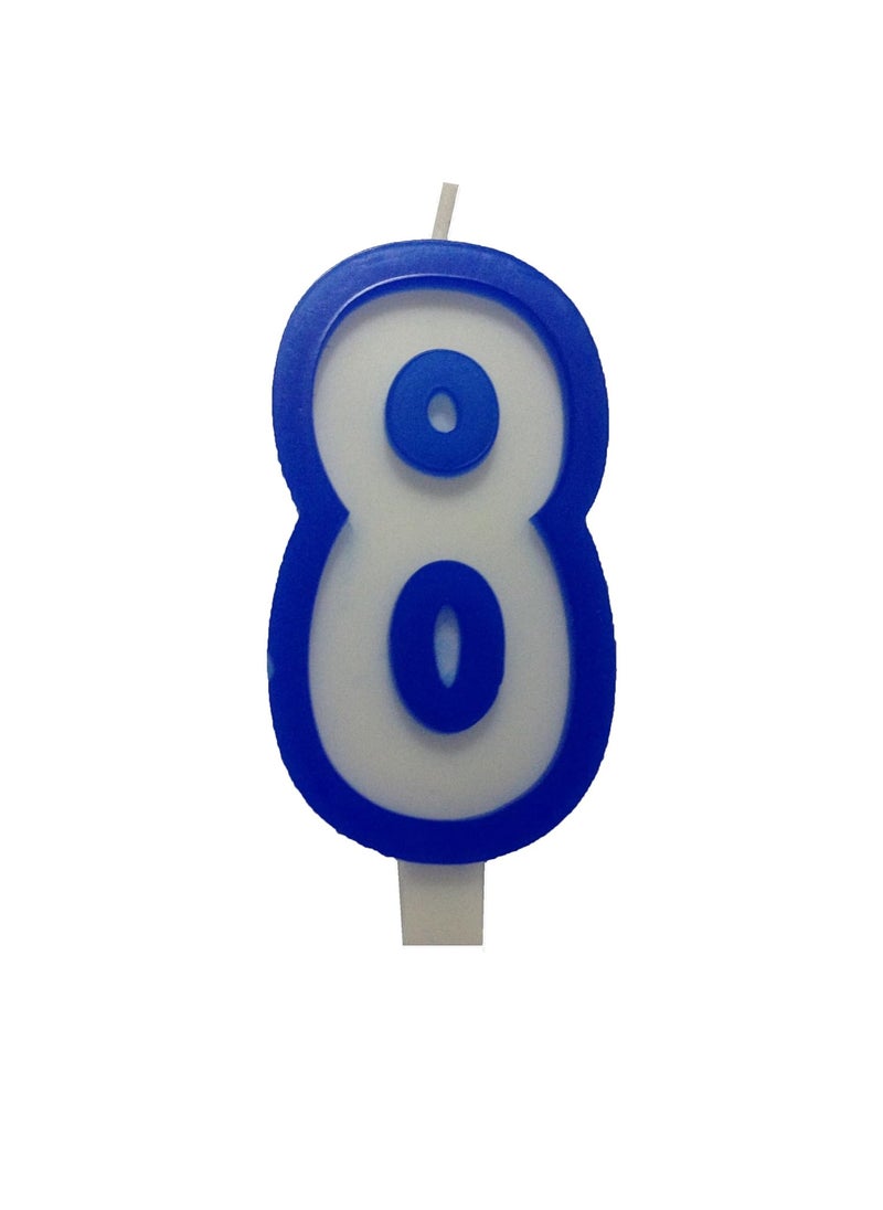 Funcart Funcart Blue and White Numerical 8 Style Candle for 8th Birthday DecorationCake TopperCake DecorationBirthday Decoration  - Image 2