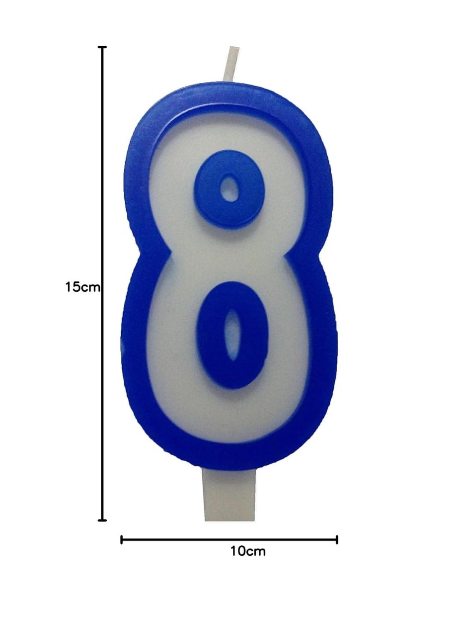 Funcart Funcart Blue and White Numerical 8 Style Candle for 8th Birthday DecorationCake TopperCake DecorationBirthday Decoration  - Image 3