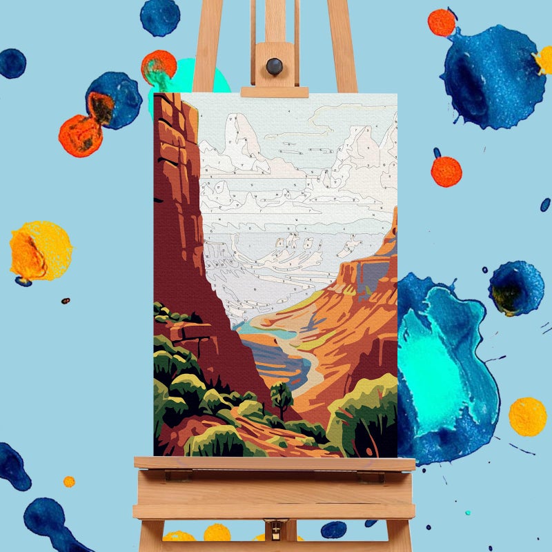 Offito 4 Pack Framed Paint by Numbers Kit for Adults Beginners with Wooden Easel, National Park Easy Number Painting Kit with Frame, Watercolor Adult Paint by Number Framed Canvas (8 * 12 Inch) - Image 5