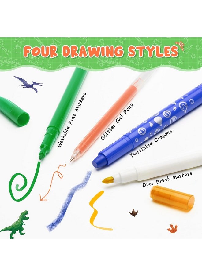 Wernnsai - Dinosaur Marker Set - 56 Pcs Scented Markers Painting Coloring Markers Pens Set - Image 1