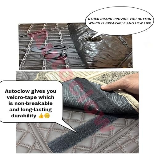 AutoClow Premium 7D Car Mat for Kia Sonet (Model : 2020-2026) || Luxury Leather Dual-Stitch Full Set 7D Car Floor Mat || Color : Coffee Stitch-Beige Grass (Design-1) - Image 5