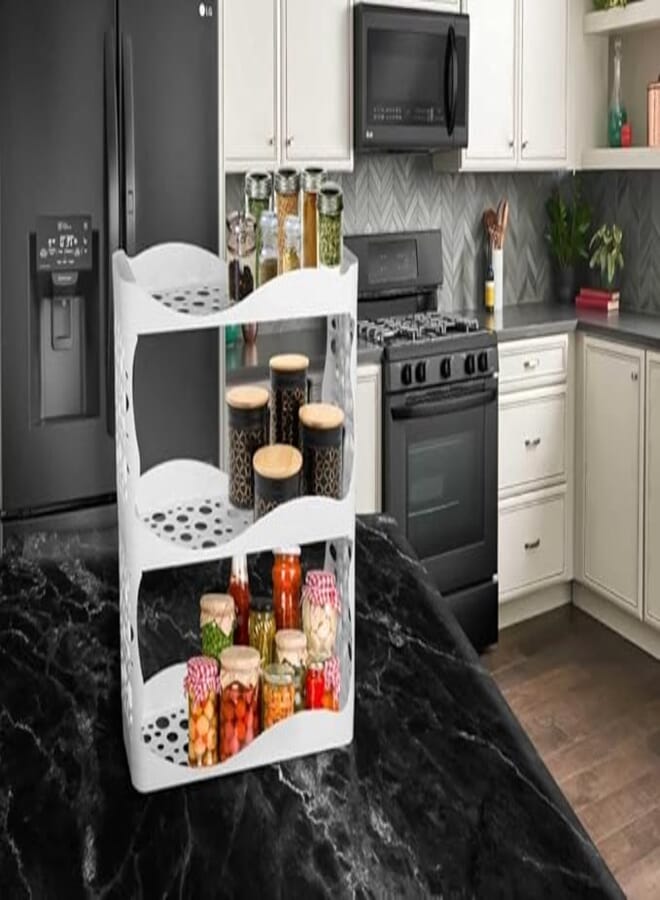 Spaceshoop Kitchen plastic organizer rack -3 layers -white