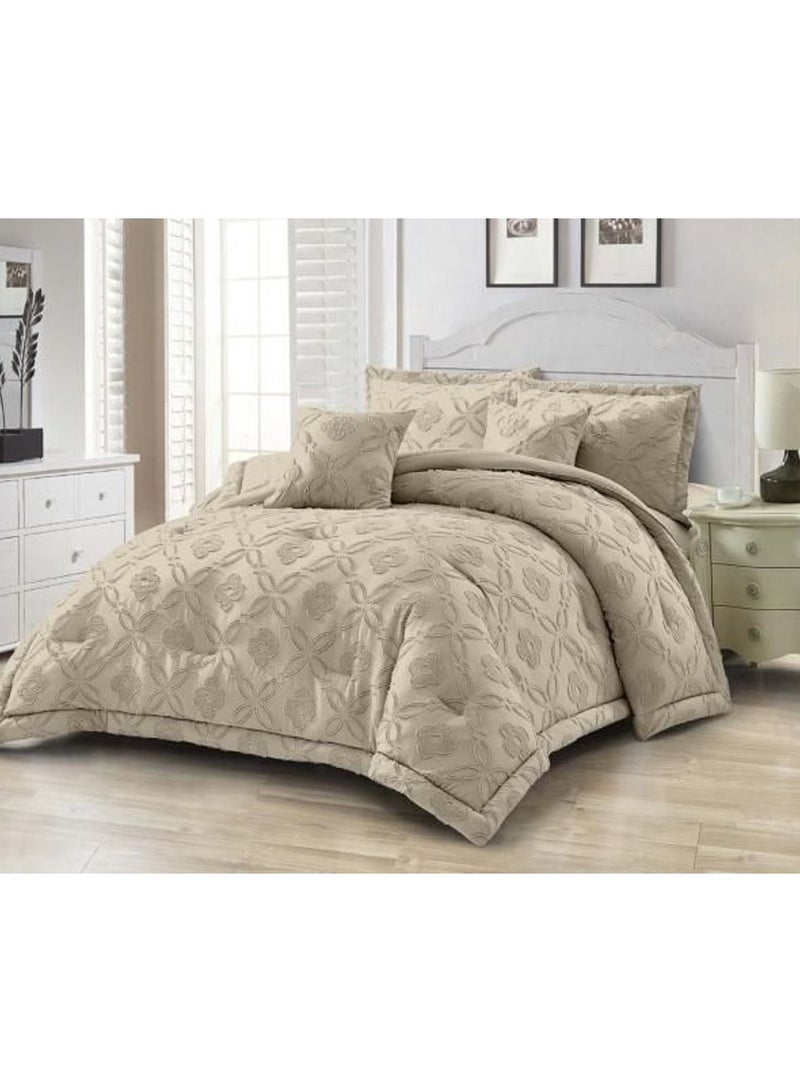 COMFY 6 PC ALL SEASON COMFORTER SET 220 X 240 CM BEIGE
