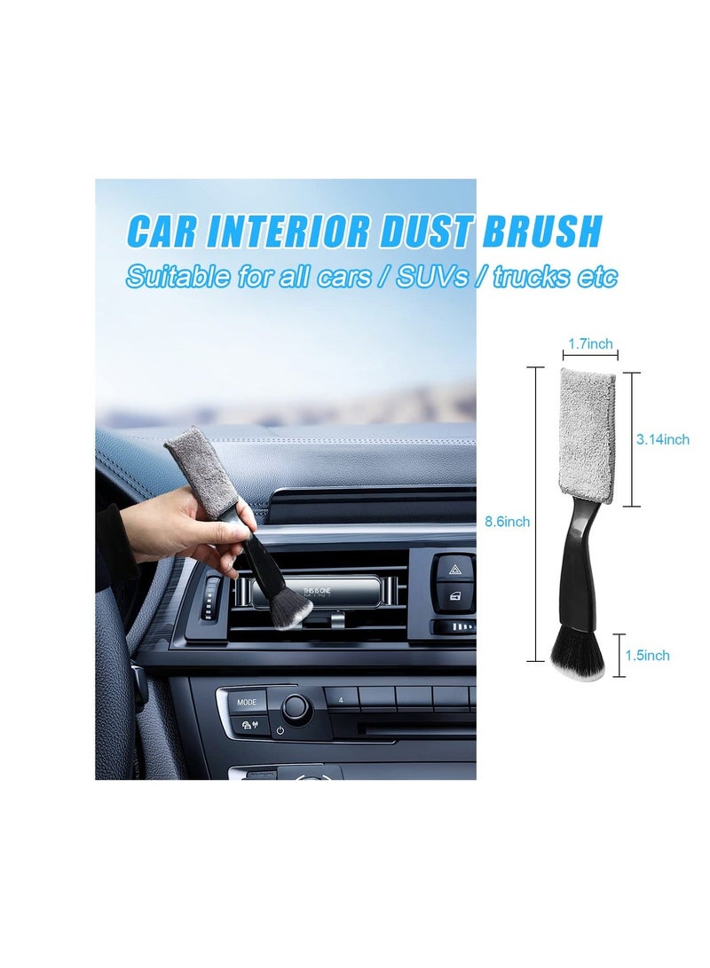 Excefore Double Head Brush for Car Clean, 2 Pack Car Interior Cleaning Soft Brushes, Car Detailing Tools, Car Interior Beauty Brush for Universal Vehicle Dashboard Screen, Air Vents, Computer, Black - Image 2