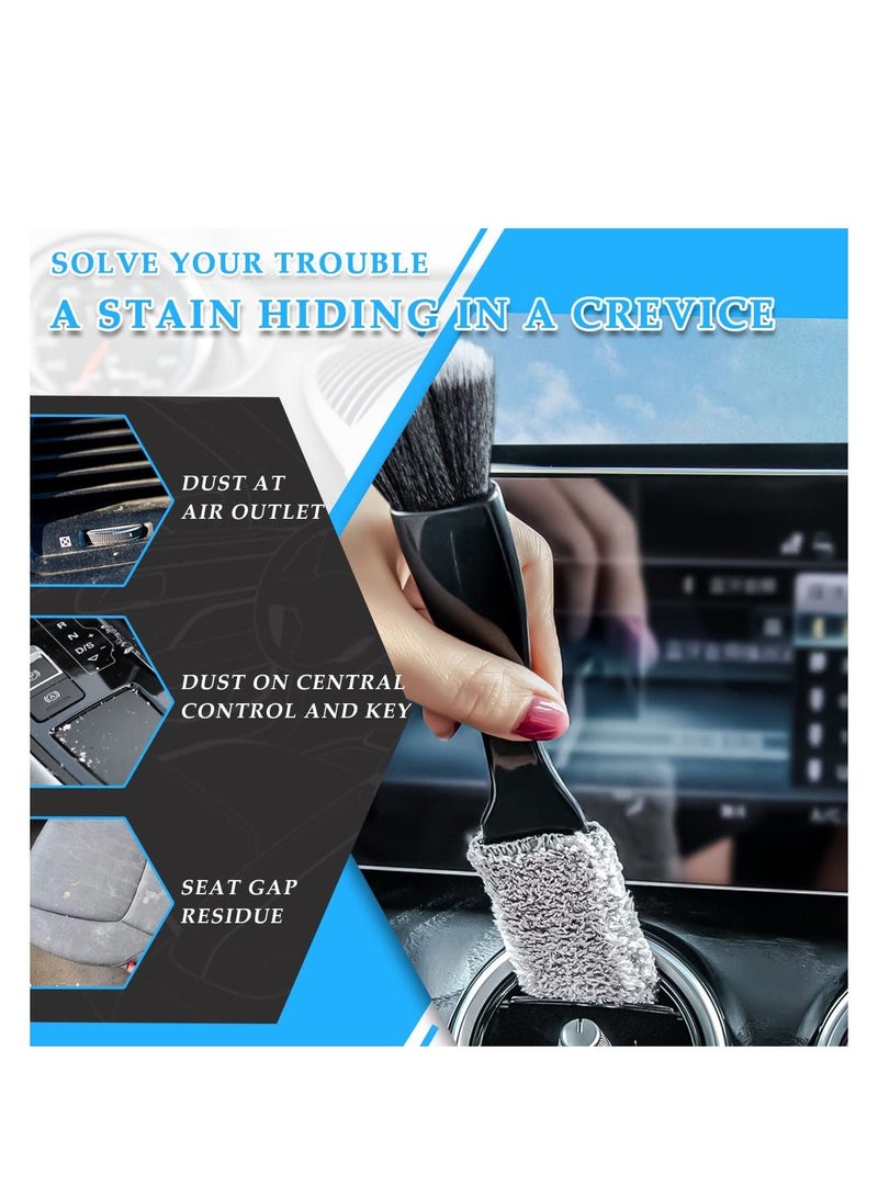 Excefore Double Head Brush for Car Clean, 2 Pack Car Interior Cleaning Soft Brushes, Car Detailing Tools, Car Interior Beauty Brush for Universal Vehicle Dashboard Screen, Air Vents, Computer, Black - Image 3