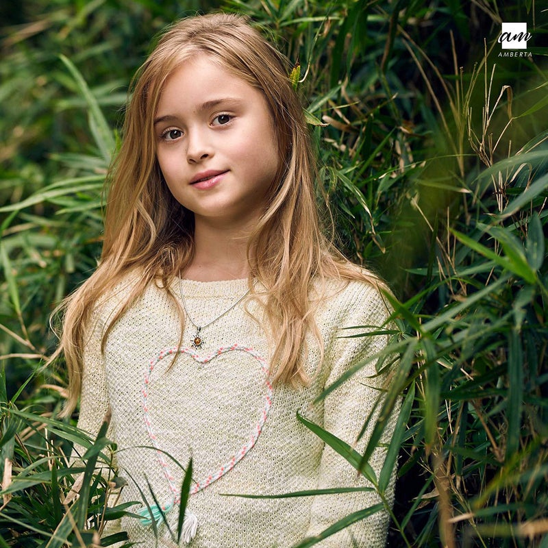 Amberta 925 Sterling Silver with Genuine Baltic Amber - Sun Pendant for Women - Honey Stone Color - Image 5