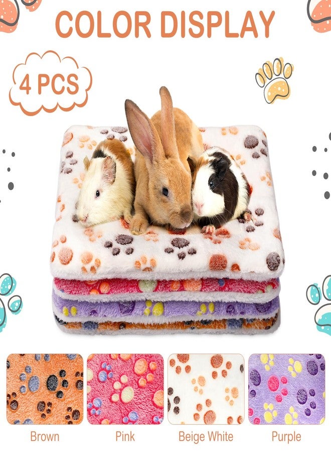 Haull 4 Pcs Waterproof Guinea Pig Bedding Winter Guinea Pig Bed Plush Cage Liners Soft Dog Cat Mat Reversible Winter Cozy Animal Pee Pad Hamster Bed Mat for Bunny(Paw,13 x 10 Inch) - Image 5