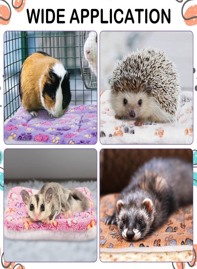 Haull 4 Pcs Waterproof Guinea Pig Bedding Winter Guinea Pig Bed Plush Cage Liners Soft Dog Cat Mat Reversible Winter Cozy Animal Pee Pad Hamster Bed Mat for Bunny(Paw,13 x 10 Inch) - Image 2