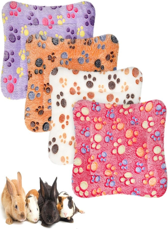 Haull 4 Pcs Waterproof Guinea Pig Bedding Winter Guinea Pig Bed Plush Cage Liners Soft Dog Cat Mat Reversible Winter Cozy Animal Pee Pad Hamster Bed Mat for Bunny(Paw,13 x 10 Inch) - Image 1