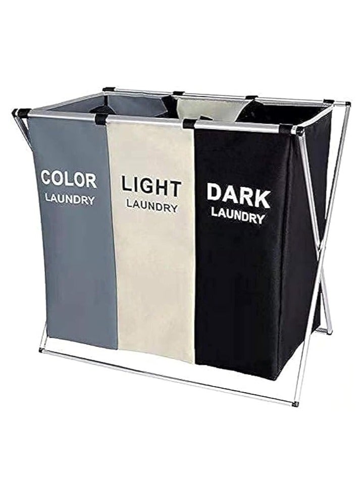 Habbaa Habbaa Premium Laundry Basket Clothes Hamper with Aluminum Frame | Foldable Waterproof Clothes Organizer for Bedroom, Bathroom, and Washroom | Spacious Dirty Clothes Storage Bag (65.5x56x34.5cm) - Image 1