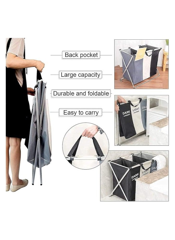 Habbaa Habbaa Premium Laundry Basket Clothes Hamper with Aluminum Frame | Foldable Waterproof Clothes Organizer for Bedroom, Bathroom, and Washroom | Spacious Dirty Clothes Storage Bag (65.5x56x34.5cm) - Image 3