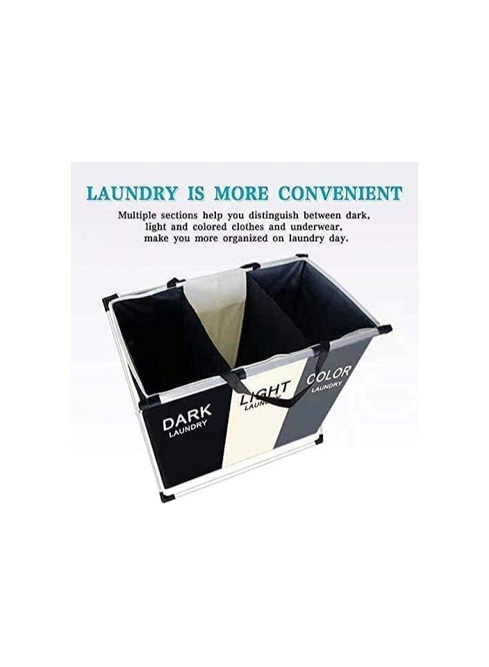 Habbaa Habbaa Premium Laundry Basket Clothes Hamper with Aluminum Frame | Foldable Waterproof Clothes Organizer for Bedroom, Bathroom, and Washroom | Spacious Dirty Clothes Storage Bag (65.5x56x34.5cm) - Image 4