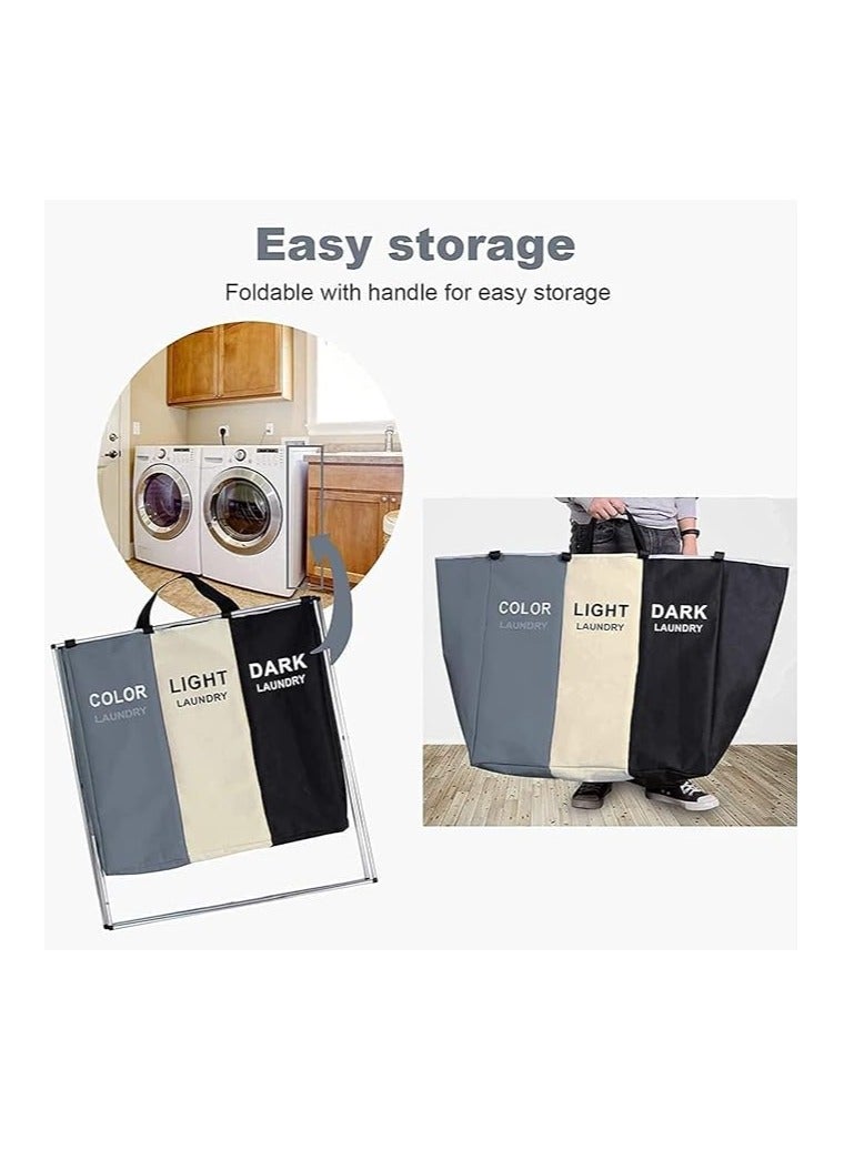 Habbaa Habbaa Premium Laundry Basket Clothes Hamper with Aluminum Frame | Foldable Waterproof Clothes Organizer for Bedroom, Bathroom, and Washroom | Spacious Dirty Clothes Storage Bag (65.5x56x34.5cm) - Image 5