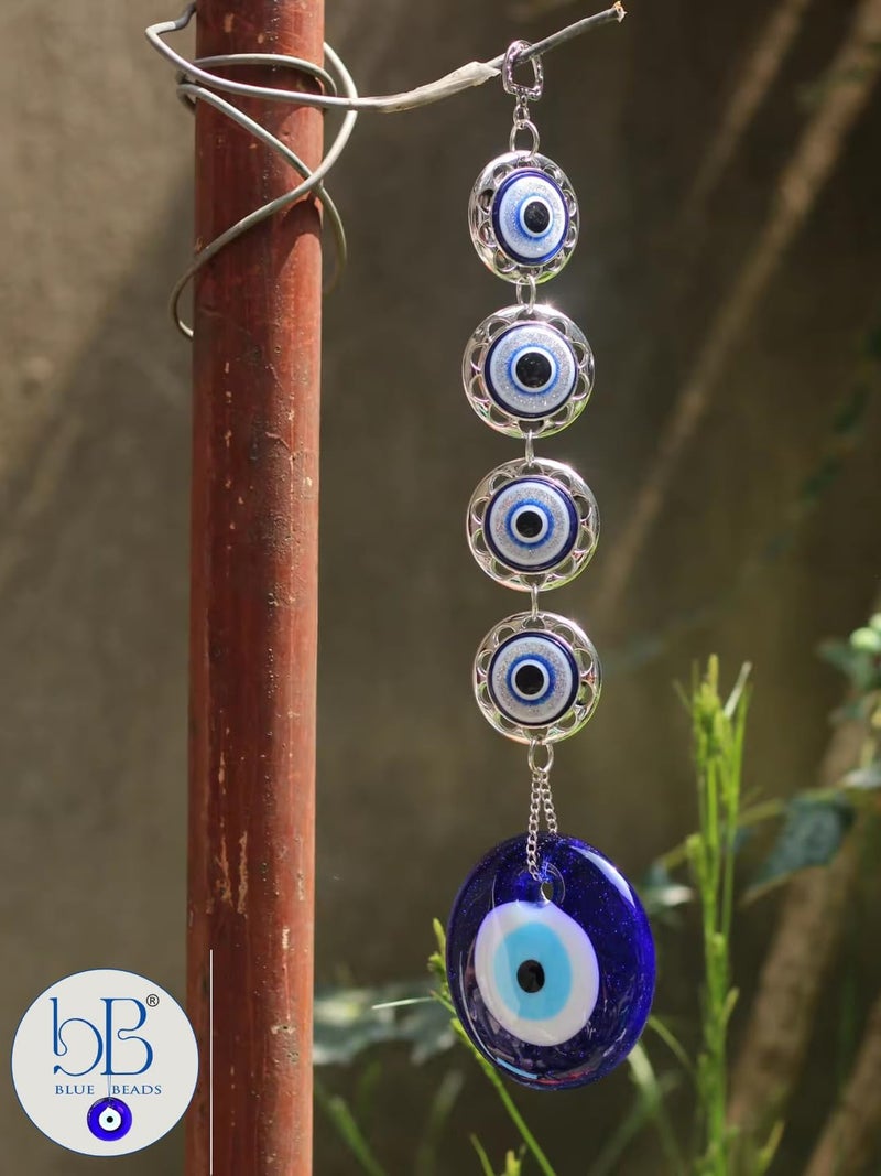 BLUE BEADS Turkish Feng Shui Vastu Blue Glass Evil Eye Hanging/Door Hanging Nazar Batu for Protection and Good Luck - Perfect for Gifting Home or Office (4BEAD-Evileye) - Image 2