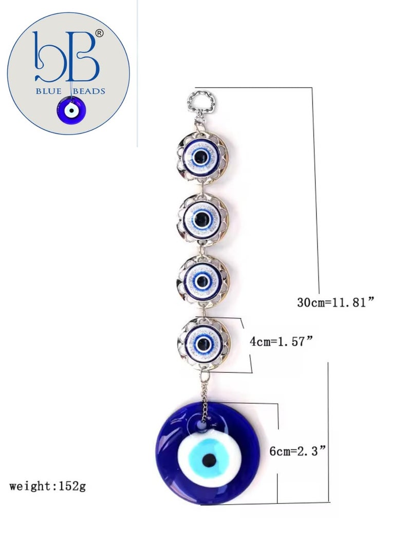 BLUE BEADS Turkish Feng Shui Vastu Blue Glass Evil Eye Hanging/Door Hanging Nazar Batu for Protection and Good Luck - Perfect for Gifting Home or Office (4BEAD-Evileye) - Image 4