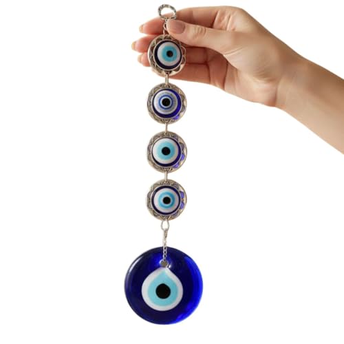 BLUE BEADS Turkish Feng Shui Vastu Blue Glass Evil Eye Hanging/Door Hanging Nazar Batu for Protection and Good Luck - Perfect for Gifting Home or Office (4BEAD-Evileye) - Image 1