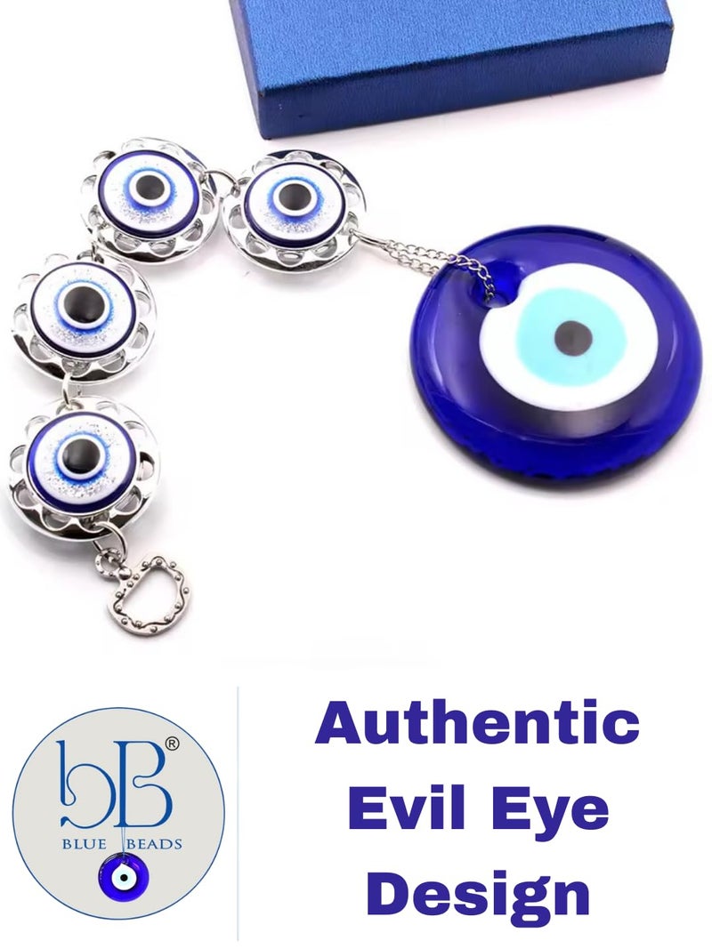 BLUE BEADS Turkish Feng Shui Vastu Blue Glass Evil Eye Hanging/Door Hanging Nazar Batu for Protection and Good Luck - Perfect for Gifting Home or Office (4BEAD-Evileye) - Image 5