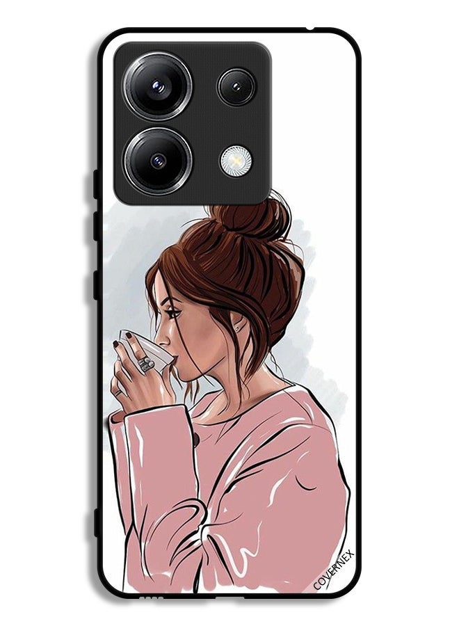Covernex Xiaomi Poco X6 5G Protective Case Cover Girl Drinking Tea Art - Image 1