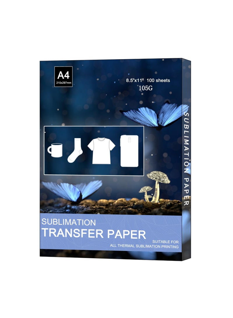 SYOSI ورق السوبليمان 100 ورقة ورق نقل حراري 8.5x11 بوصة، مناسب لتخصيص أكواب، قمصان ذات الألوان الفاتحة وأشياء أخرى للسوبليمان، متوافق مع طابعة السوبليمان النافثة للحبر 105غ - Image 1