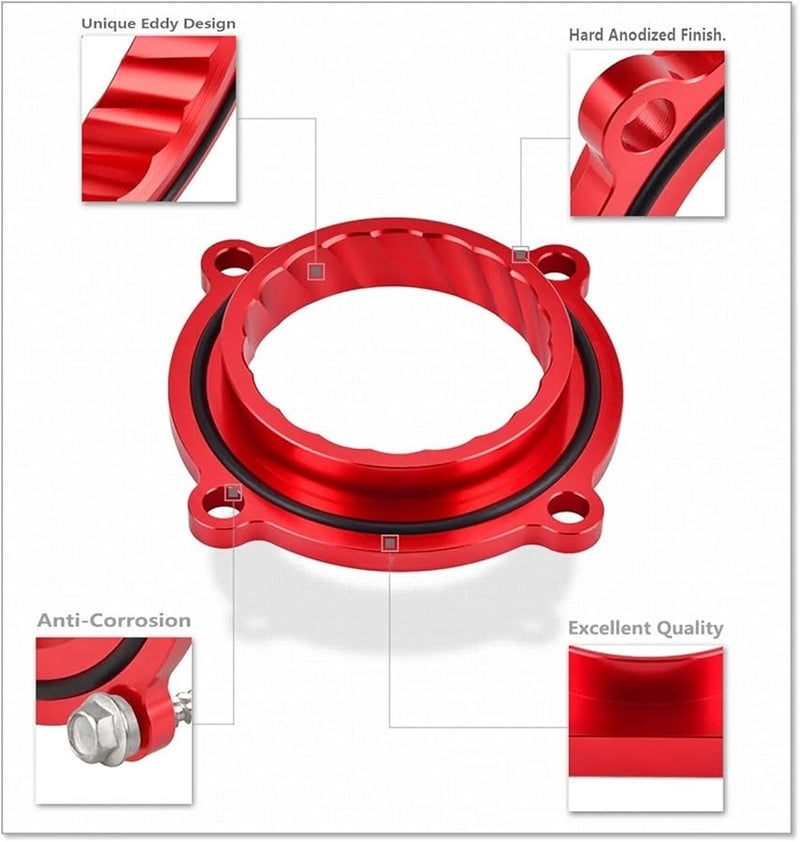 Red Throttle Body Spacer for Jeep Wrangler JK Dodge Challenger Charger Ram 1500 Chrysler - Image 3