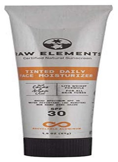 raw elements Tinted Daily Face Moisturizer Certified Natural Sunscreen | NonNano Zinc Oxide, 95% Organic, Reef Safe, Spf 30, In Aluminum Tube, 1.8Oz  - Image 1