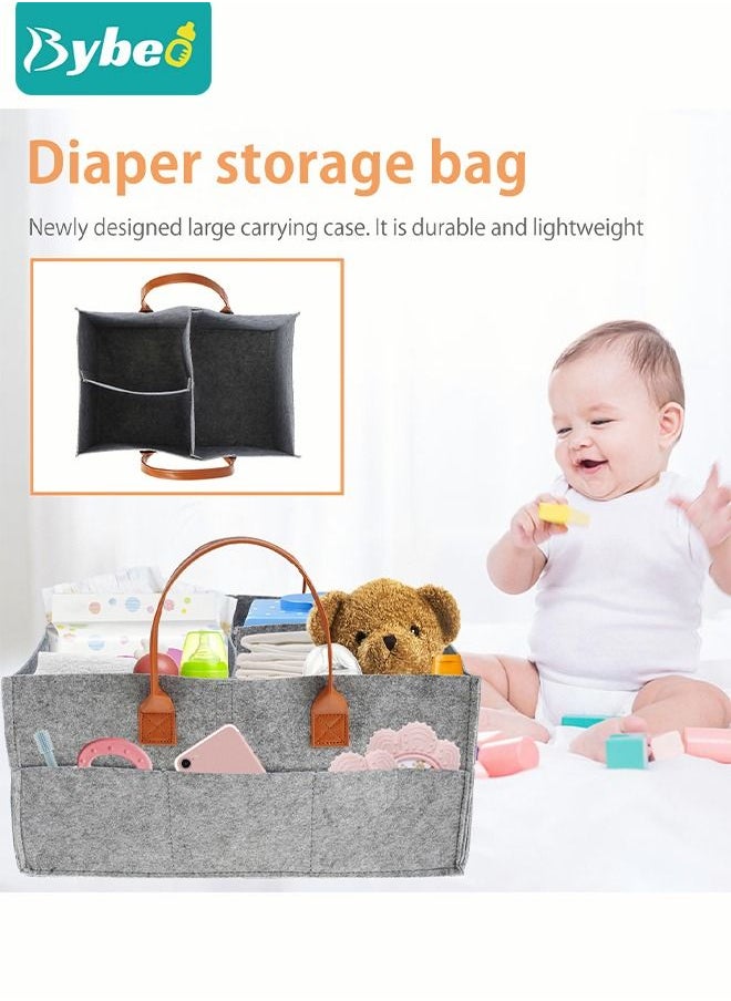 Bybeo - Portable Baby Diaper Caddy Storage Bag with Removable Dividers - Image 1