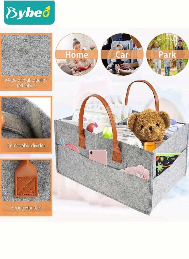 Bybeo - Portable Baby Diaper Caddy Storage Bag with Removable Dividers - Image 1