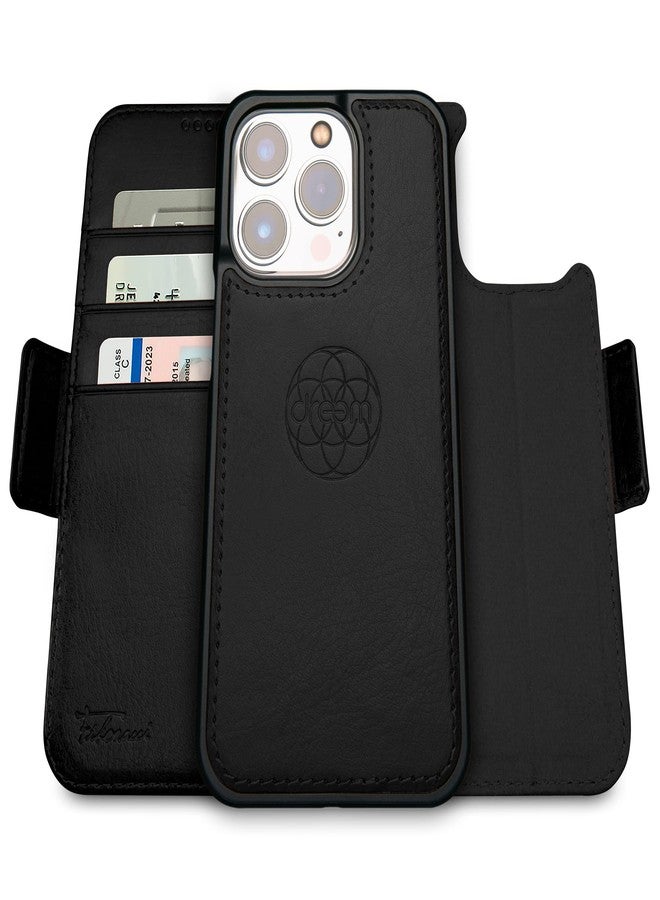 Dreem Fibonacci compatible with iPhone 14 Pro Max wallet case / 2-in-1 shockproof case and detachable vegan leather folio, MagSafe compatible, RFID protection [Gold] - Image 1