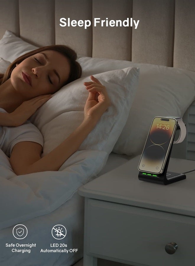 CIYOYO Wireless Charger Stand, CIYOYO 3 in 1 Fast Wireless Charging Station Dock for Apple Watch 8/7/6/SE/5/4/3/2, Airpods 3/2/Pro, iPhone 14/14 Plus/14 Pro Max/13/13 Pro/12/12 Pro/SE/X/XR/XS/8, Qi Phones - Image 5