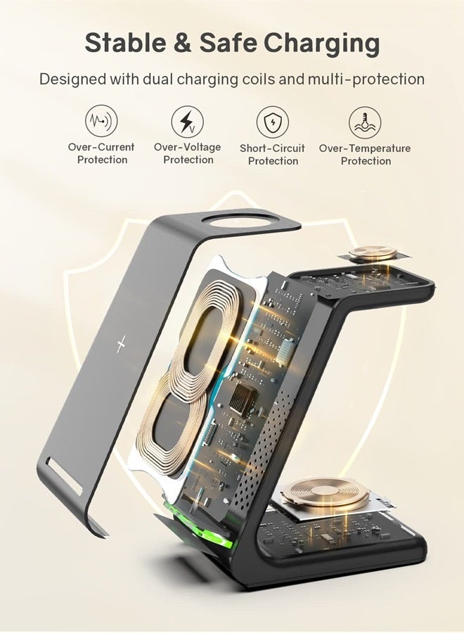 CIYOYO Wireless Charger Stand, CIYOYO 3 in 1 Fast Wireless Charging Station Dock for Apple Watch 8/7/6/SE/5/4/3/2, Airpods 3/2/Pro, iPhone 14/14 Plus/14 Pro Max/13/13 Pro/12/12 Pro/SE/X/XR/XS/8, Qi Phones - Image 4