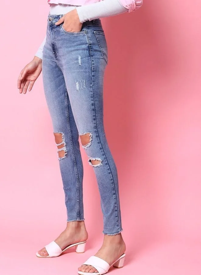 Women Slim Fit Solid High Rise Jeans
