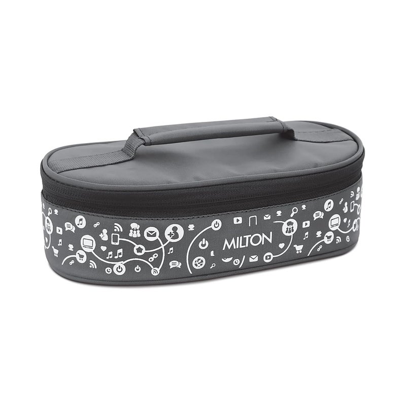 Milton MILTON Lifestyle Lunch Box with Insulated Jacket, 2 Stainless Steel Containers with Clip Lock Lid (300 ml Each), Leak-Proof Tiffin for Office, School, College, Grey  - Image 2