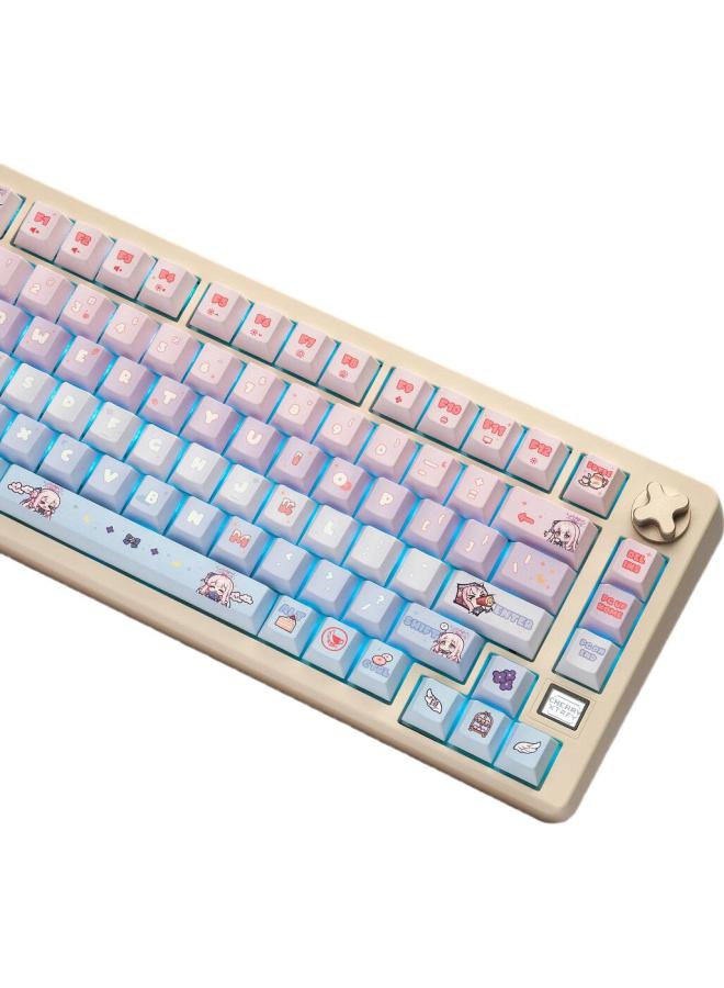 Cherry Pixiu75 Wireless Three-Mode Custom Mechanical Keyboard With Hot-Swappable Switches And Gaming Keys, Collaboration With Wulan Dangan, Afternoon Sweet Dreams, Sky Blue Edition - Image 1