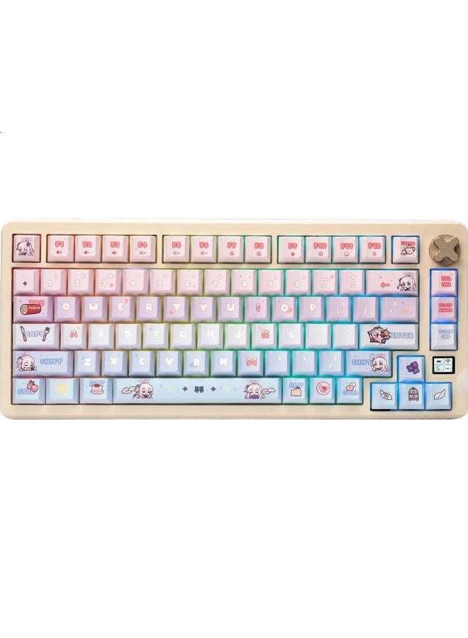 Cherry Pixiu75 Wireless Three-Mode Custom Mechanical Keyboard With Hot-Swappable Switches And Gaming Keys, Collaboration With Wulan Dangan, Afternoon Sweet Dreams, Sky Blue Edition - Image 3