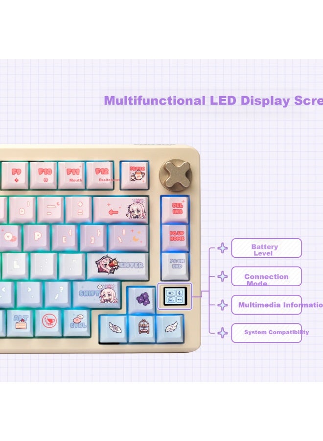 Cherry Pixiu75 Wireless Three-mode Custom Mechanical Keyboard With Hot-swappable Switches And Gaming Keys, Collaboration With Wulan Dangan, Afternoon Sweet Dreams, Sky Blue Edition - Image 2