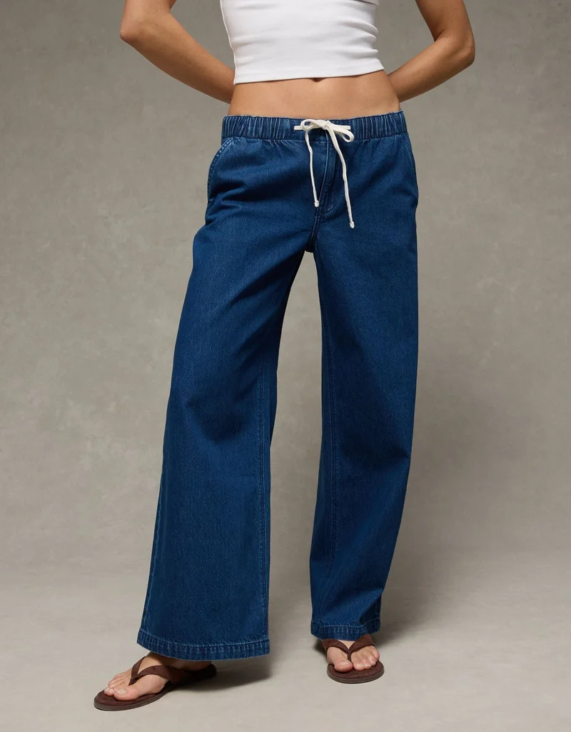 American Eagle  AE Dreamy Drape Strigid Low-Rise Ultra Wide-Leg Jean for Women | Best Price UAE