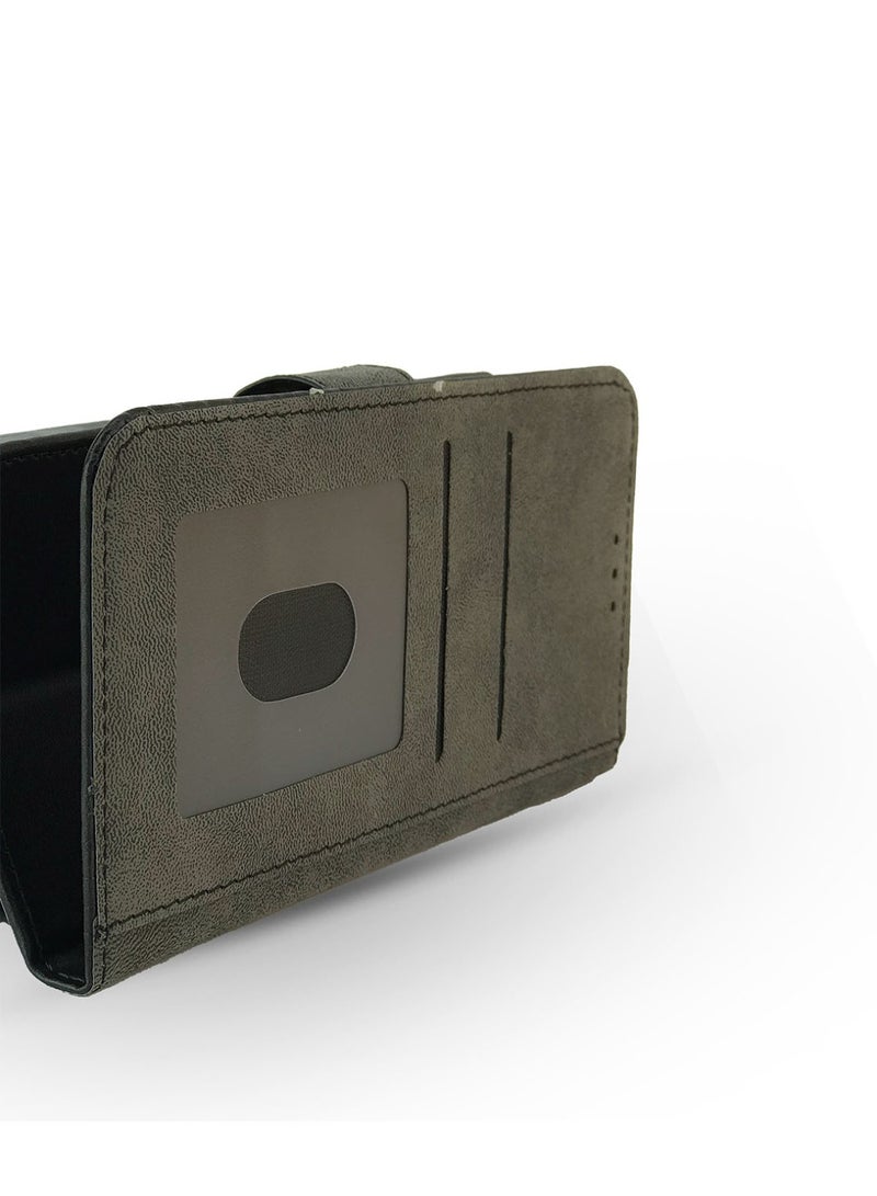 جراب جلدي قلاب بتصميم خطين مع فتحة للبطاقات، ومسند، وحزام بإغلاق مغناطيسي، وغطاء داخلي من السيليكون TPU، متوافق مع هاتف Xiaomi 14T/14T Pro (6.67 بوصة) (أسود) - Image 5