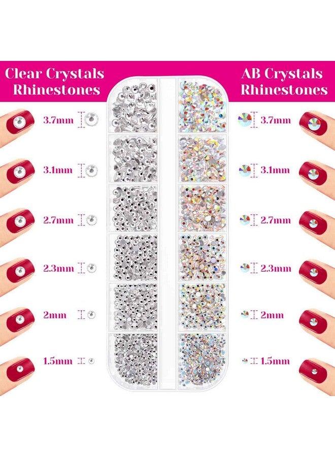 أوداب ترتر أظافر ثلاثي الأبعاد مع أحجار الراين للأظافر من Audab Nail Glitter Sequins مسمار الشارات مع بلورات Ab Nail Gems Diamonds لتصميم فن الأظافر الأكريليك والديكورات - Image 3