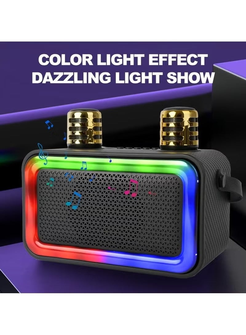 سينجي مكبر صوت صغير محمول قابل لإعادة الشحن لاسلكيًا مع ضوء فلاش RGB للحفلات المنزلية الخارجية 2 ميكروفون - Image 2