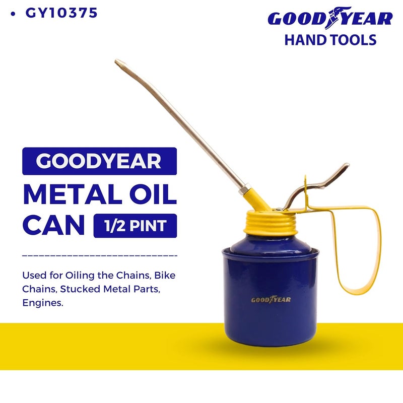 Good Year علبة زيت معدنية (زرقاء وصفراء) (GY-10375)، 1/2 باينت - Image 2