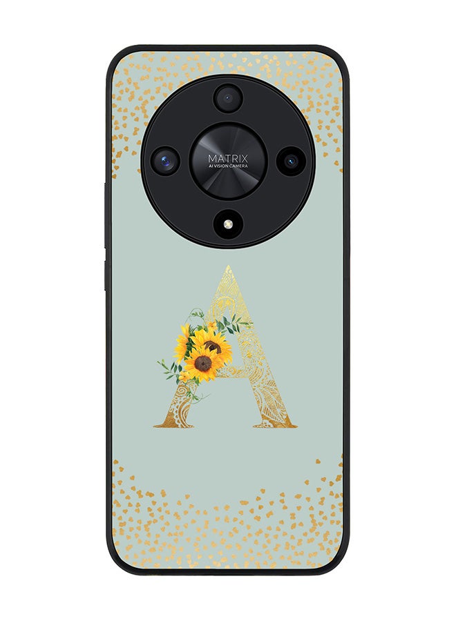 Stylizedd Rugged Black edge case for Honor X9b, Slim fit Thin Cover- Custom Monogram Initial Letter Floral Pattern Alphabet-A  (Light Grey ) - Image 1