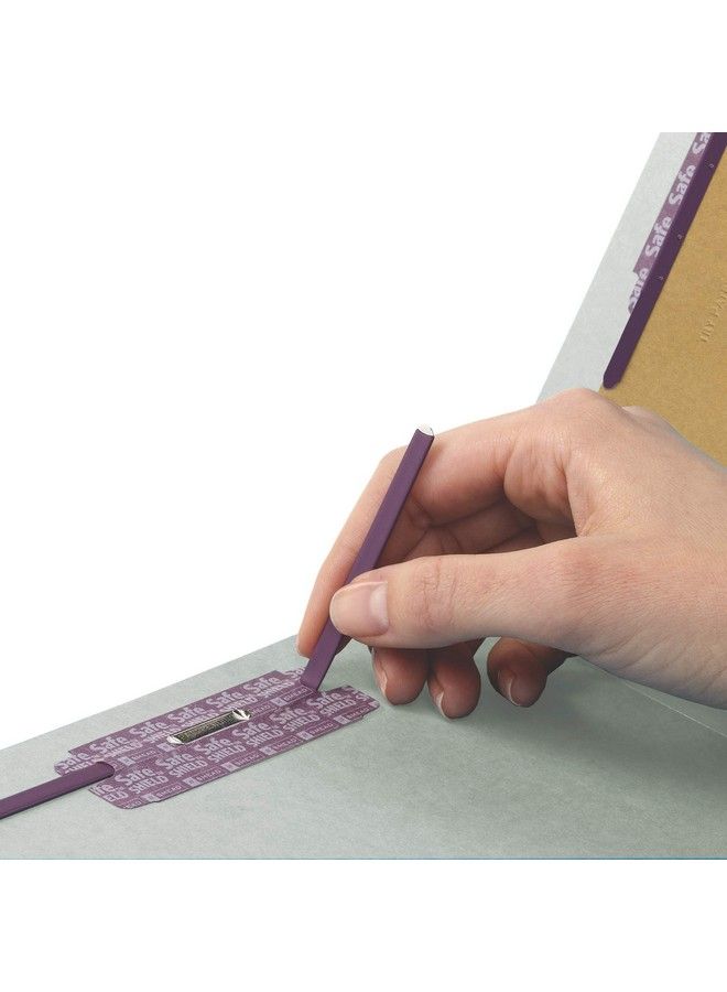 Smead 100% Recycled End Tab Pressboard Classification File Folder With Safeshield Fasteners 2 Dividers 2" Expansion Legal Size Gray Green 10 Per Box (29810) - Image 4