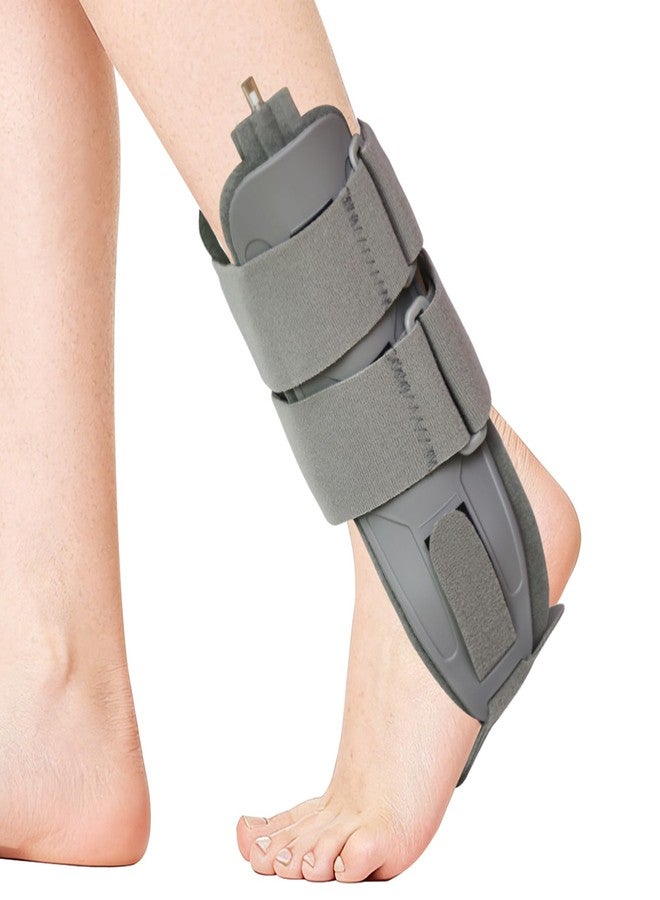 Malloraned Air Cast Stirrup Ankle Brace for Sprained Ankle,Inflatable Ankle Splint Stabilizer Brace for Men and Women,Adjustable Foot Splint for Sleeping,Gray,One size fits all - Image 1