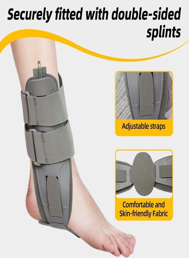 Malloraned Air Cast Stirrup Ankle Brace for Sprained Ankle,Inflatable Ankle Splint Stabilizer Brace for Men and Women,Adjustable Foot Splint for Sleeping,Gray,One size fits all - Image 5