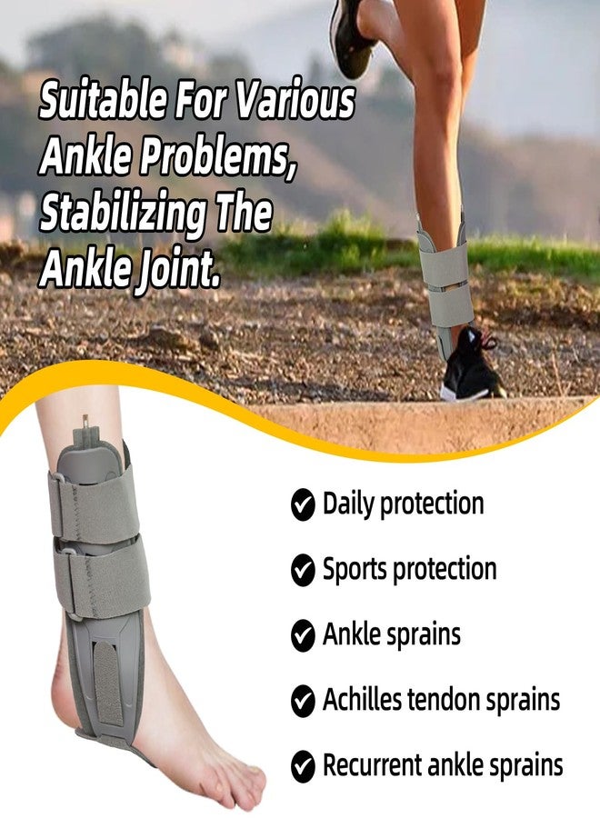 Malloraned Air Cast Stirrup Ankle Brace for Sprained Ankle,Inflatable Ankle Splint Stabilizer Brace for Men and Women,Adjustable Foot Splint for Sleeping,Gray,One size fits all - Image 4